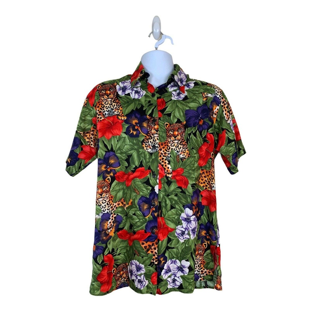 Vintage AVANTI  Blouse Shirt Small Tiger Floral
